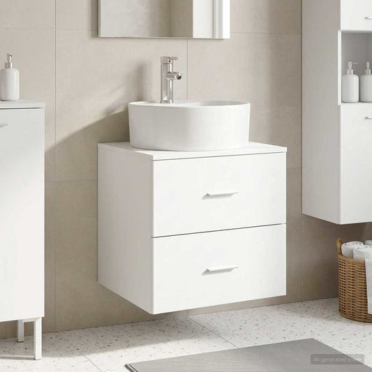 vidaXL Wall-Mounted Sink Vanity White 49.5 x 44.5 x 65 cm