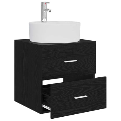 vidaXL Wall-Mounted Sink Vanity Black Oak 49.5 x 44.5 x 65 cm
