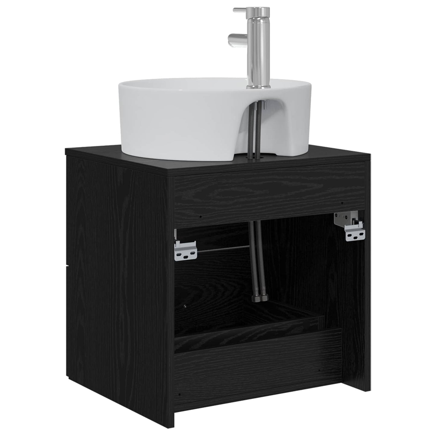 vidaXL Wall-Mounted Sink Vanity Black Oak 49.5 x 44.5 x 65 cm