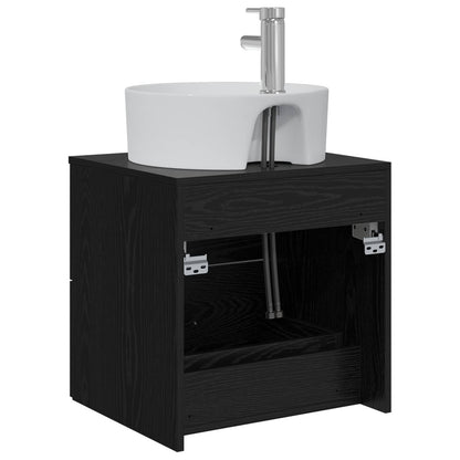 vidaXL Wall-Mounted Sink Vanity Black Oak 49.5 x 44.5 x 65 cm