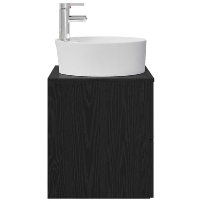vidaXL Wall-Mounted Sink Vanity Black Oak 49.5 x 44.5 x 65 cm