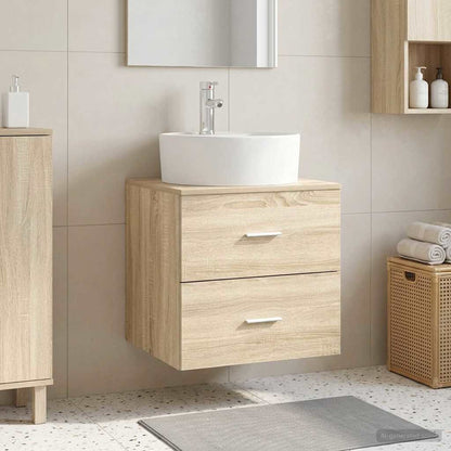 vidaXL Wall-Mounted Sink Vanity Sonoma Oak 49.5 x 44.5 x 65 cm