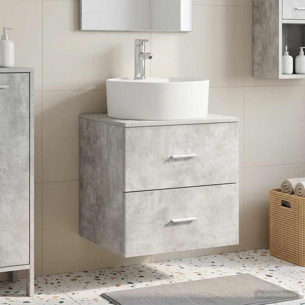 vidaXL Wall-Mounted Sink Vanity Concrete Grey 49.5 x 44.5 x 65 cm