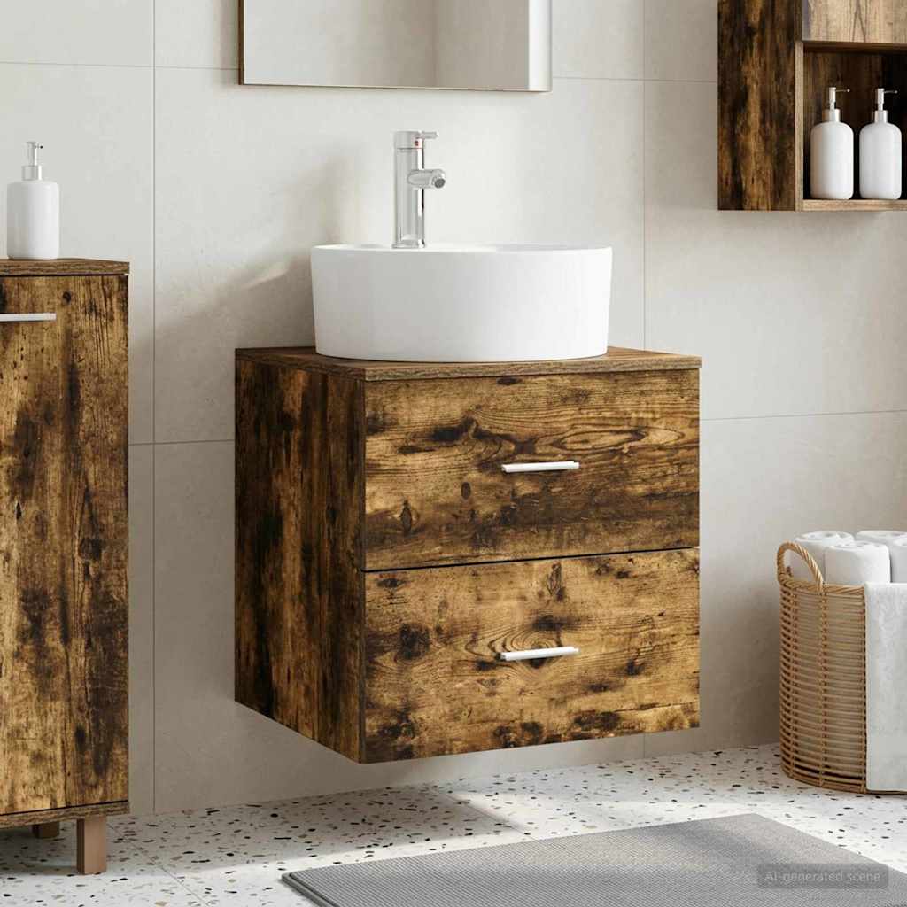 vidaXL Wall-Mounted Sink Vanity Smoked Oak 49.5 x 44.5 x 65 cm