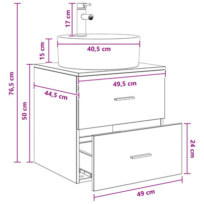 vidaXL Wall-Mounted Sink Vanity Smoked Oak 49.5 x 44.5 x 65 cm