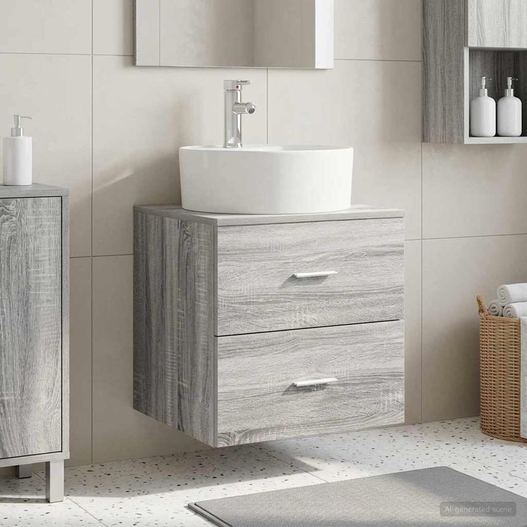 vidaXL Wall-Mounted Sink Vanity Grey Sonoma 49.5 x 44.5 x 65 cm