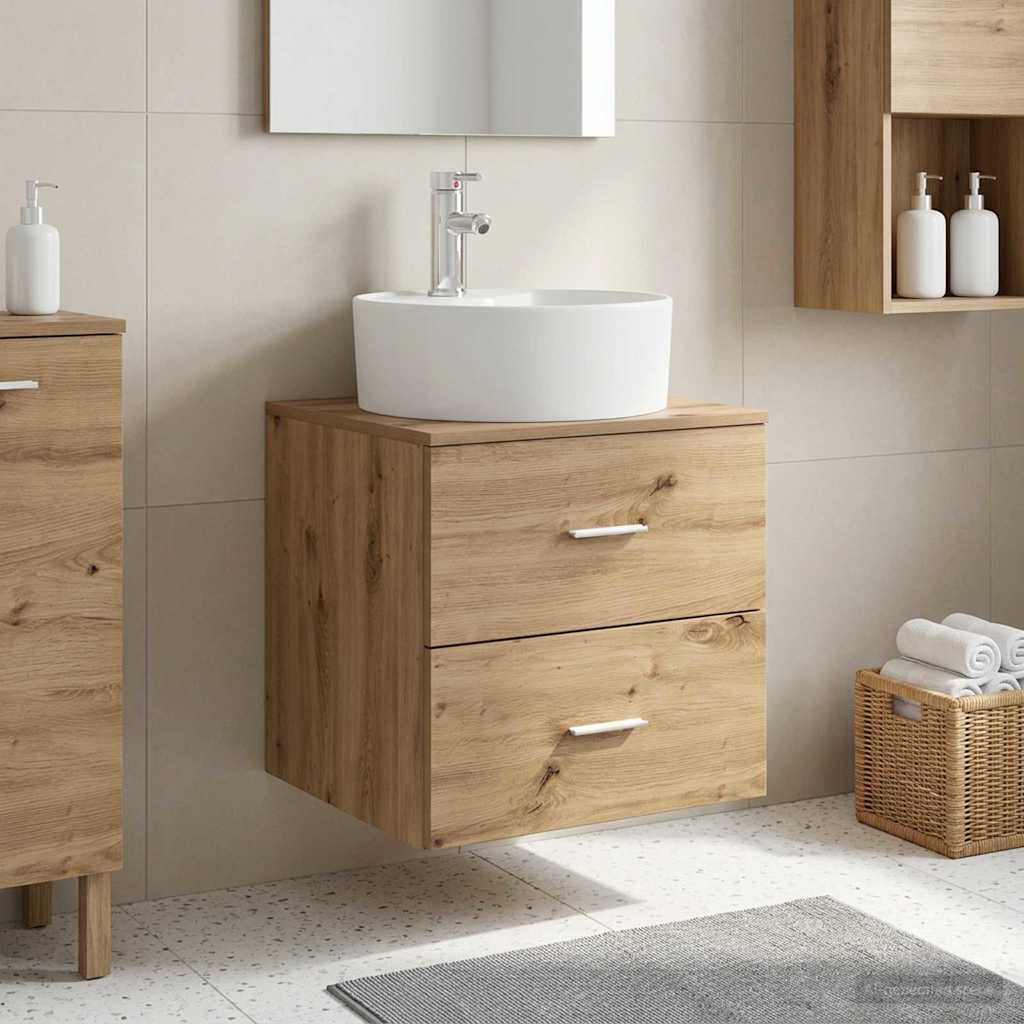 vidaXL Wall-Mounted Sink Vanity Artisan Oak 49.5 x 44.5 x 65 cm