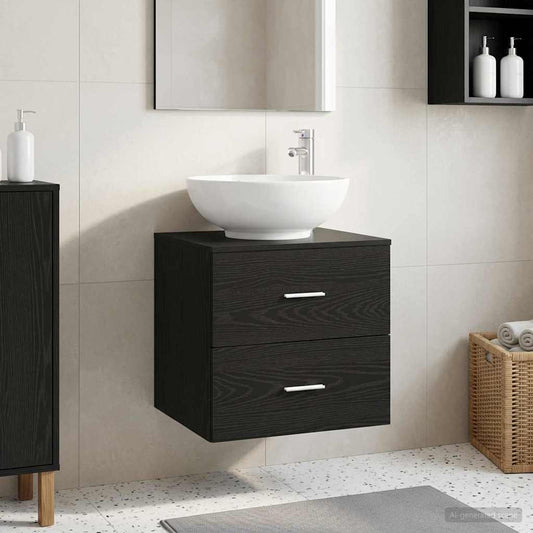 vidaXL Wall-Mounted Sink Vanity Black Oak 49.5 x 44.5 x 66.5 cm
