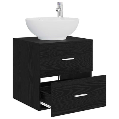 vidaXL Wall-Mounted Sink Vanity Black Oak 49.5 x 44.5 x 66.5 cm