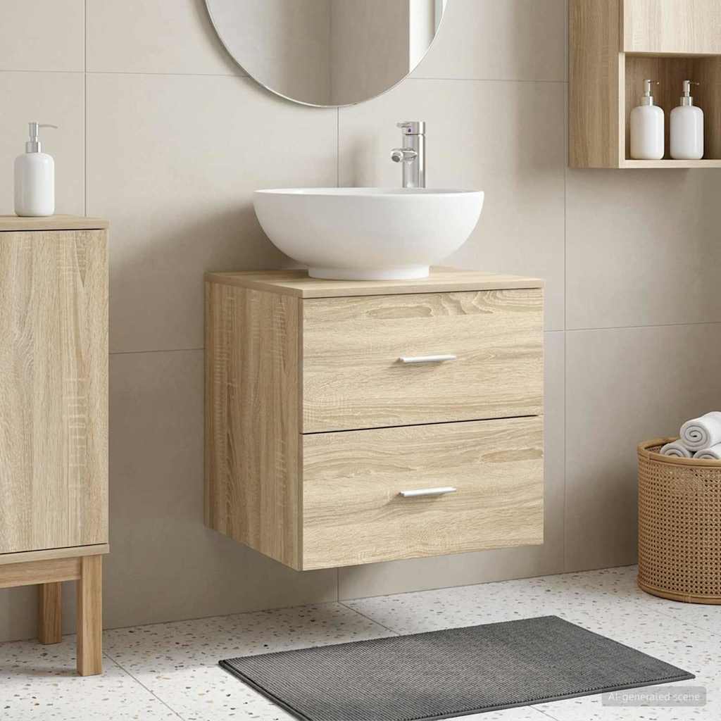 vidaXL Wall-Mounted Sink Vanity Sonoma Oak 49.5 x 44.5 x 66.5 cm