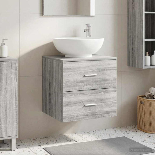 vidaXL Wall-Mounted Sink Vanity Grey Sonoma 49.5 x 44.5 x 66.5 cm