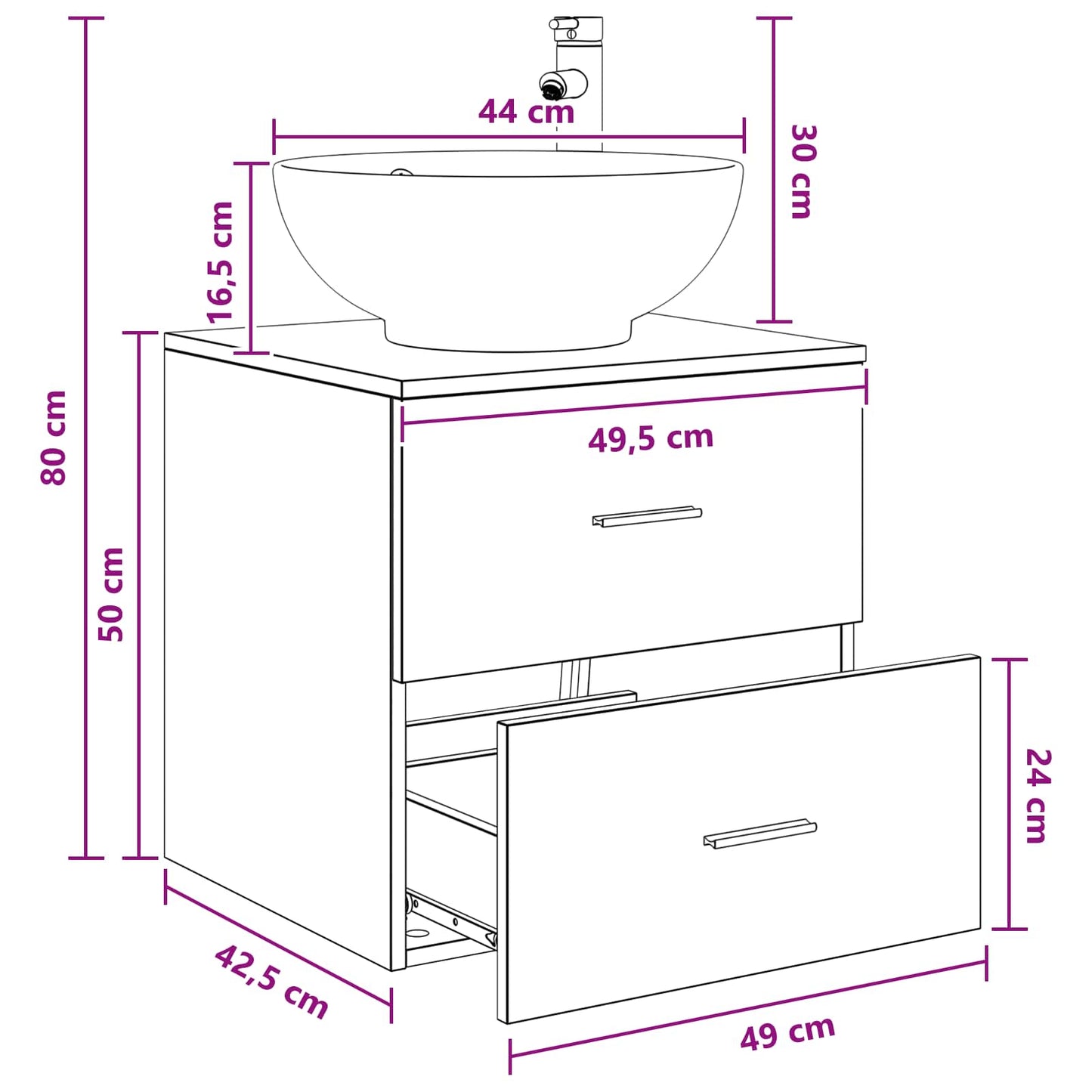 vidaXL Wall-Mounted Sink Vanity Old Wood 49.5 x 44.5 x 66.5 cm