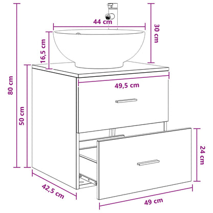 vidaXL Wall-Mounted Sink Vanity Old Wood 49.5 x 44.5 x 66.5 cm