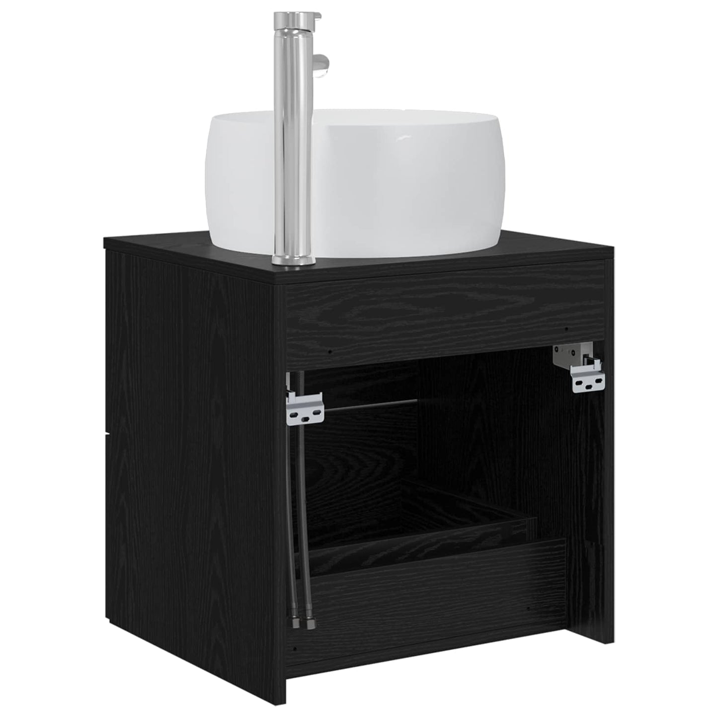 vidaXL Wall-Mounted Sink Vanity Black Oak 49.5 x 44.5 x 66 cm