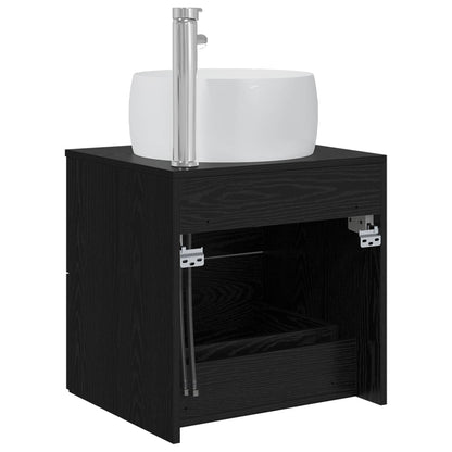 vidaXL Wall-Mounted Sink Vanity Black Oak 49.5 x 44.5 x 66 cm