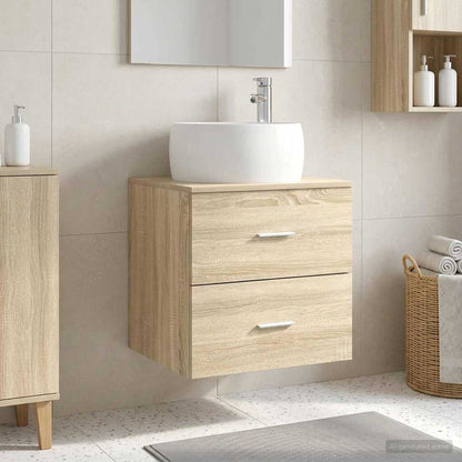 vidaXL Wall-Mounted Sink Vanity Sonoma Oak 49.5 x 44.5 x 66 cm