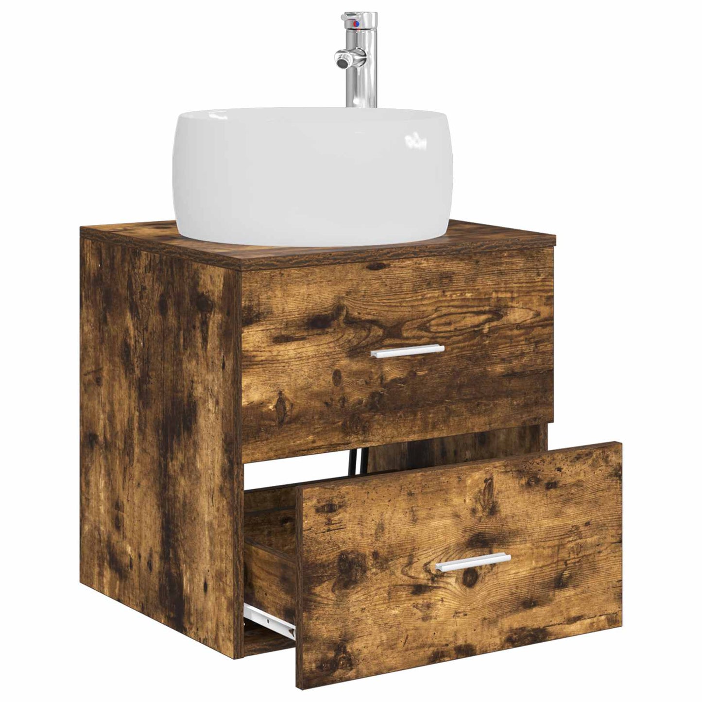 vidaXL Wall-Mounted Sink Vanity Smoked Oak 49.5 x 44.5 x 66 cm