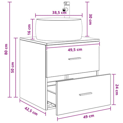 vidaXL Wall-Mounted Sink Vanity Smoked Oak 49.5 x 44.5 x 66 cm