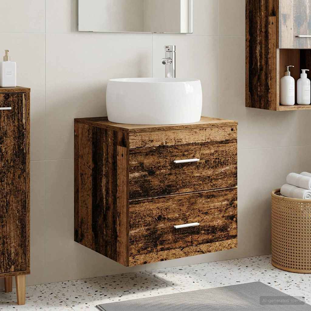 vidaXL Wall-Mounted Sink Vanity Old Wood 49.5 x 44.5 x 66 cm
