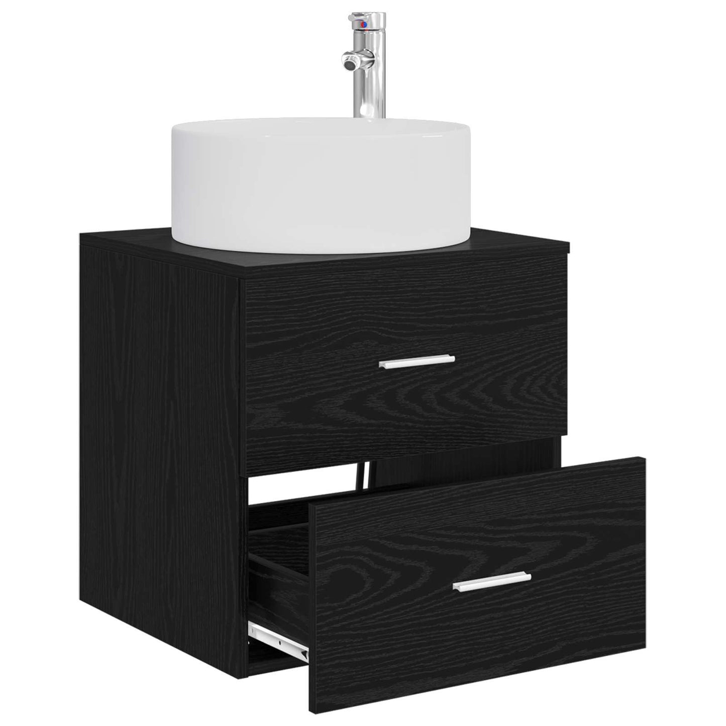 vidaXL Wall-Mounted Sink Vanity Black Oak 49.5 x 44.5 x 65.5 cm