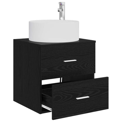 vidaXL Wall-Mounted Sink Vanity Black Oak 49.5 x 44.5 x 65.5 cm