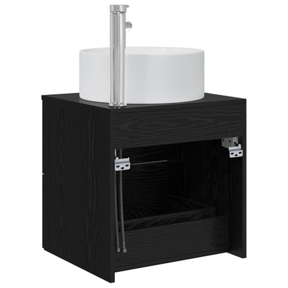 vidaXL Wall-Mounted Sink Vanity Black Oak 49.5 x 44.5 x 65.5 cm
