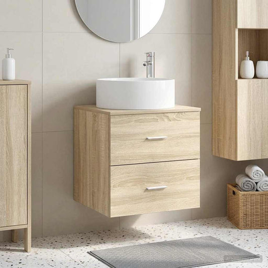 vidaXL Wall-Mounted Sink Vanity Sonoma Oak 49.5 x 44.5 x 65.5 cm