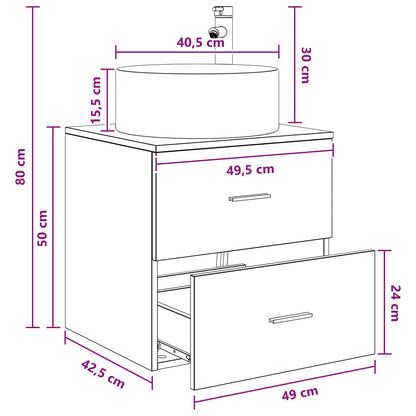 vidaXL Wall-Mounted Sink Vanity Smoked Oak 49.5 x 44.5 x 65.5 cm