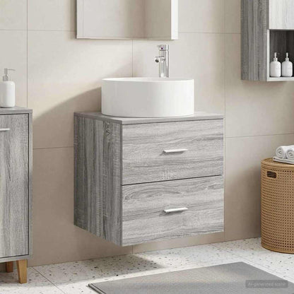 vidaXL Wall-Mounted Sink Vanity Grey Sonoma 49.5 x 44.5 x 65.5 cm