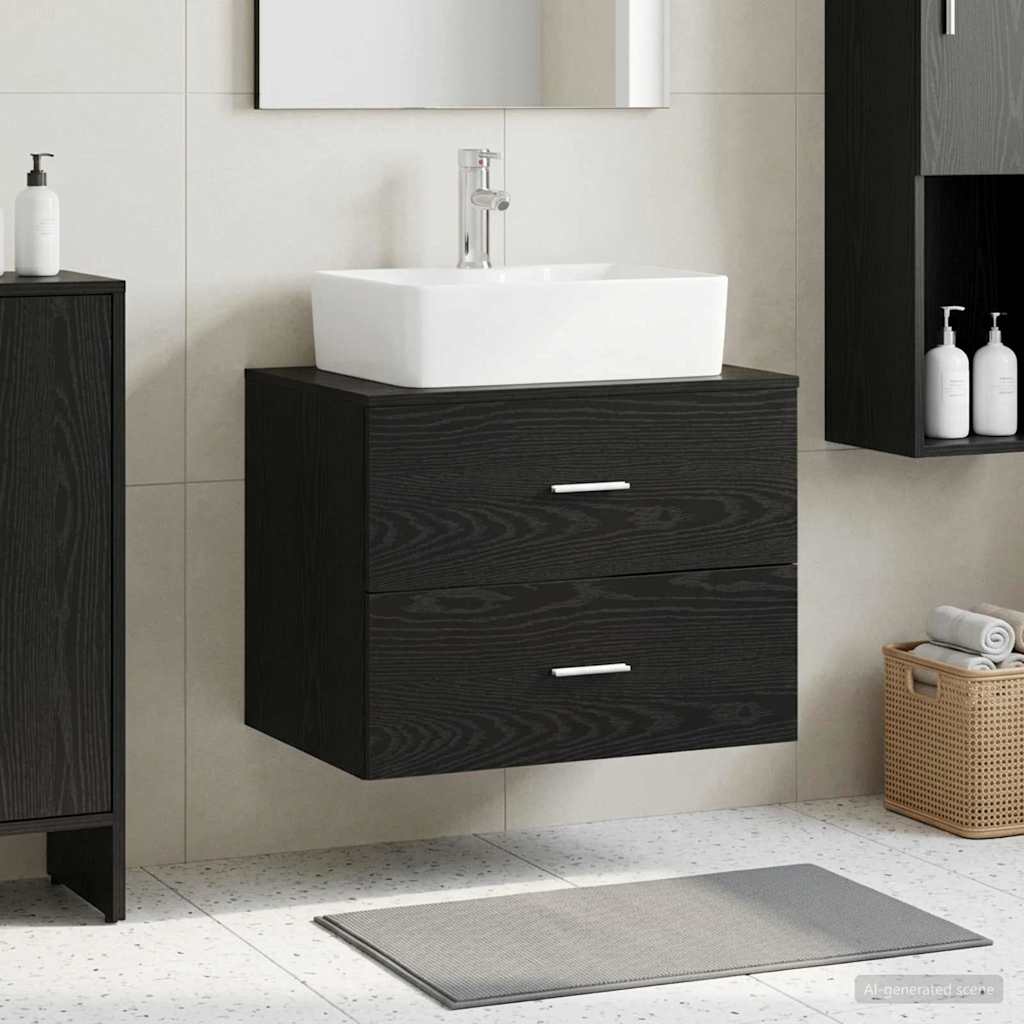 vidaXL Wall-Mounted Bathroom Cabinet Black Oak 62.5 x 44.5 x 50 cm