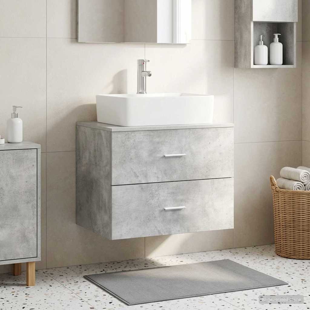 vidaXL Wall-Mounted Bathroom Cabinet Concrete Grey 62.5 x 44.5 x 50 cm