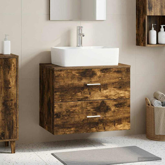 vidaXL Wall-Mounted Bathroom Cabinet Smoked Oak 62.5 x 44.5 x 50 cm