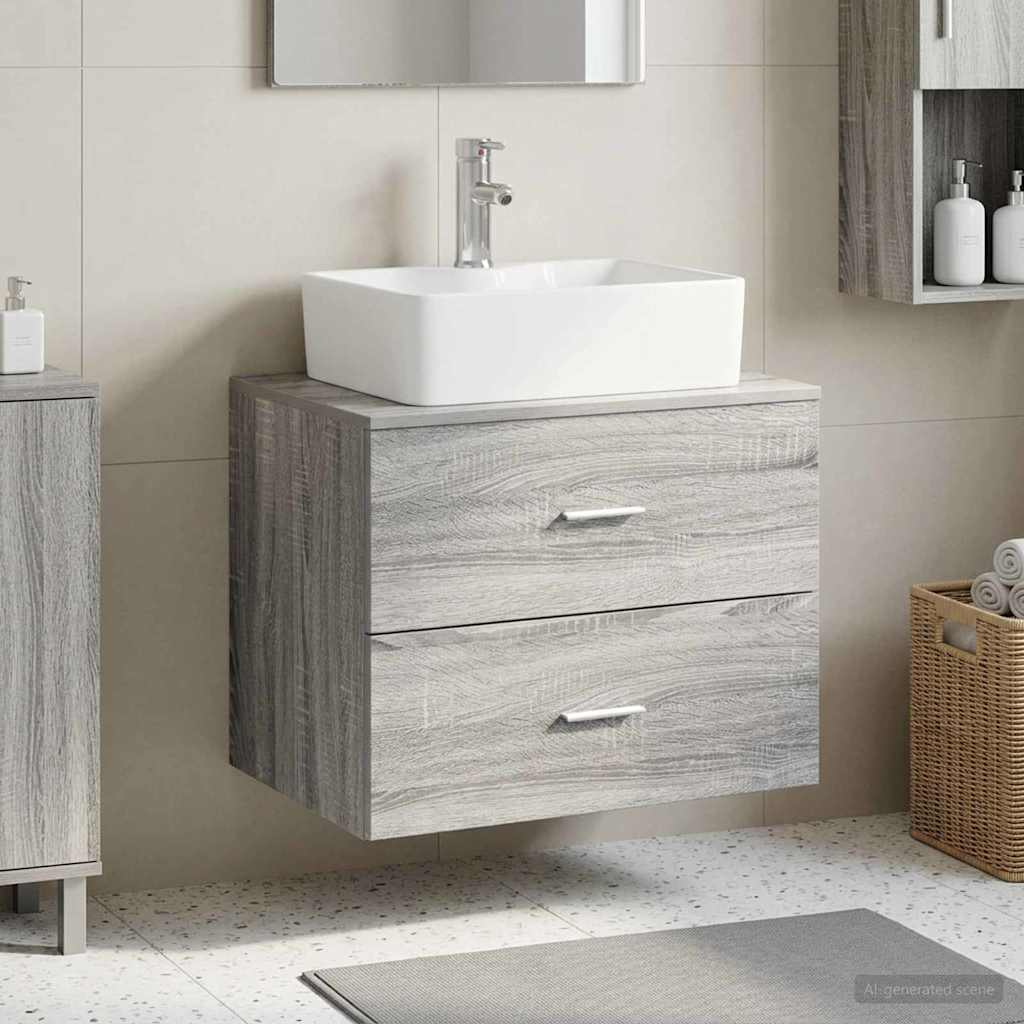 vidaXL Wall-Mounted Bathroom Cabinet Grey Sonoma 62.5 x 44.5 x 50 cm