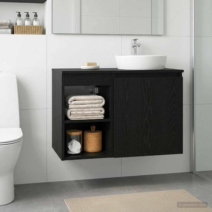 vidaXL Bathroom Cabinet In-between Black Oak 30 x 35 x 50 cm