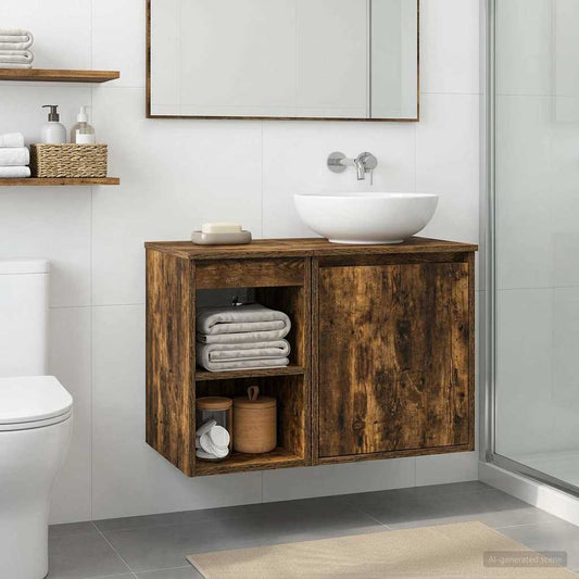 vidaXL Bathroom Cabinet In-between Smoked Oak 30 x 35 x 50 cm
