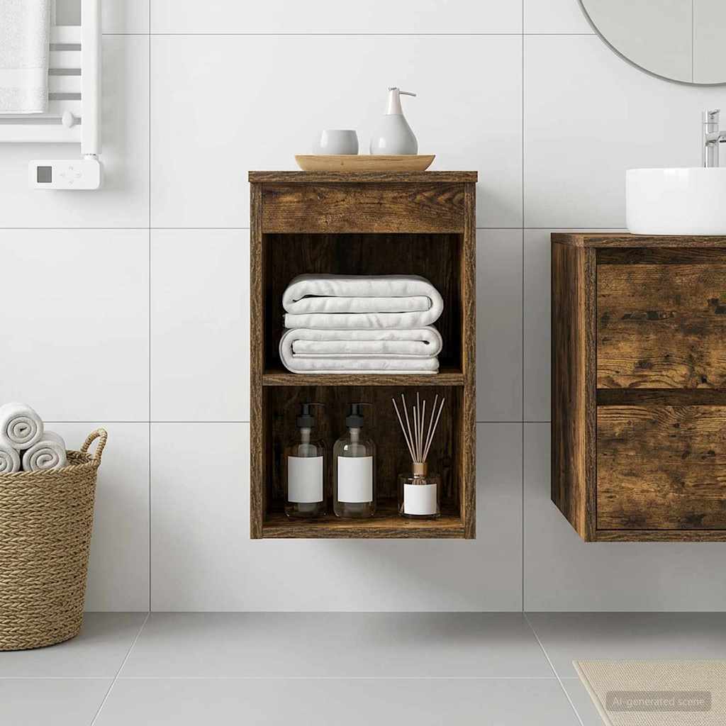 vidaXL Bathroom Cabinet In-between Smoked Oak 30 x 35 x 50 cm