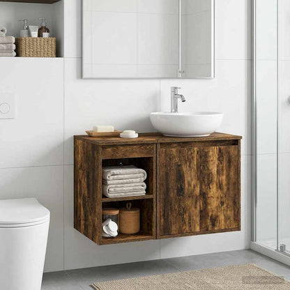 vidaXL Bathroom Cabinet In-between Smoked Oak 30 x 41 x 50 cm
