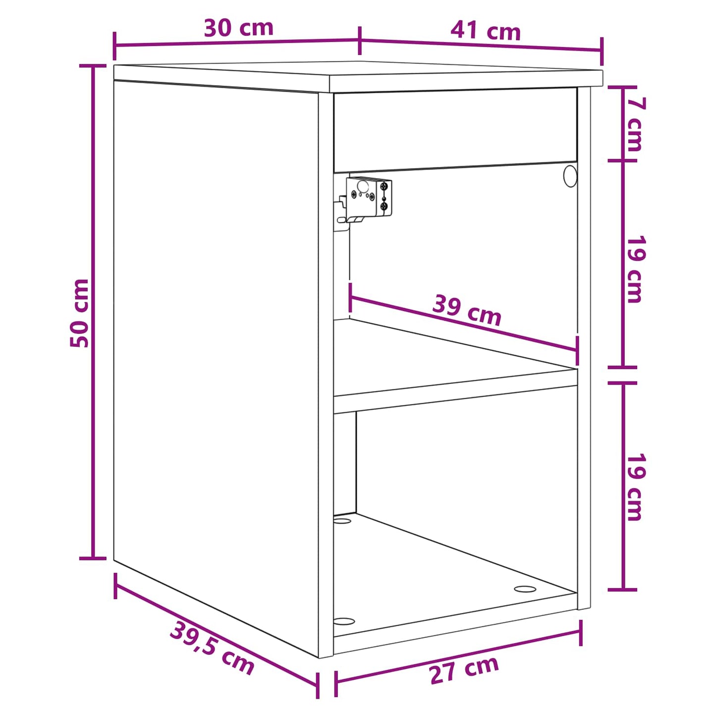 vidaXL Bathroom Cabinet In-between Smoked Oak 30 x 41 x 50 cm