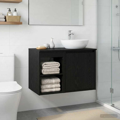 vidaXL Bathroom Cabinet In-between Black Oak 30 x 44.5 x 50 cm