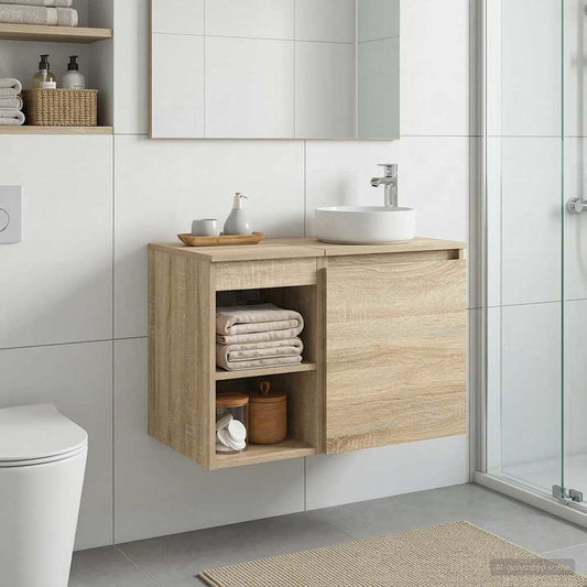 vidaXL Bathroom Cabinet In-between Sonoma Oak 30 x 44.5 x 50 cm