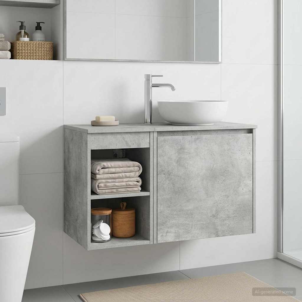 vidaXL Bathroom Cabinet In-between Concrete Grey 30 x 44.5 x 50 cm