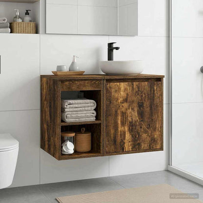 vidaXL Bathroom Cabinet In-between Smoked Oak 30 x 44.5 x 50 cm
