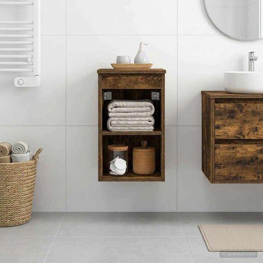 vidaXL Bathroom Cabinet In-between Smoked Oak 30 x 44.5 x 50 cm