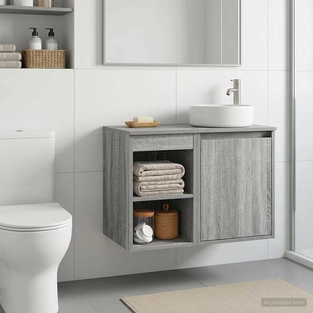 vidaXL Bathroom Cabinet In-between Grey Sonoma 30 x 44.5 x 50 cm