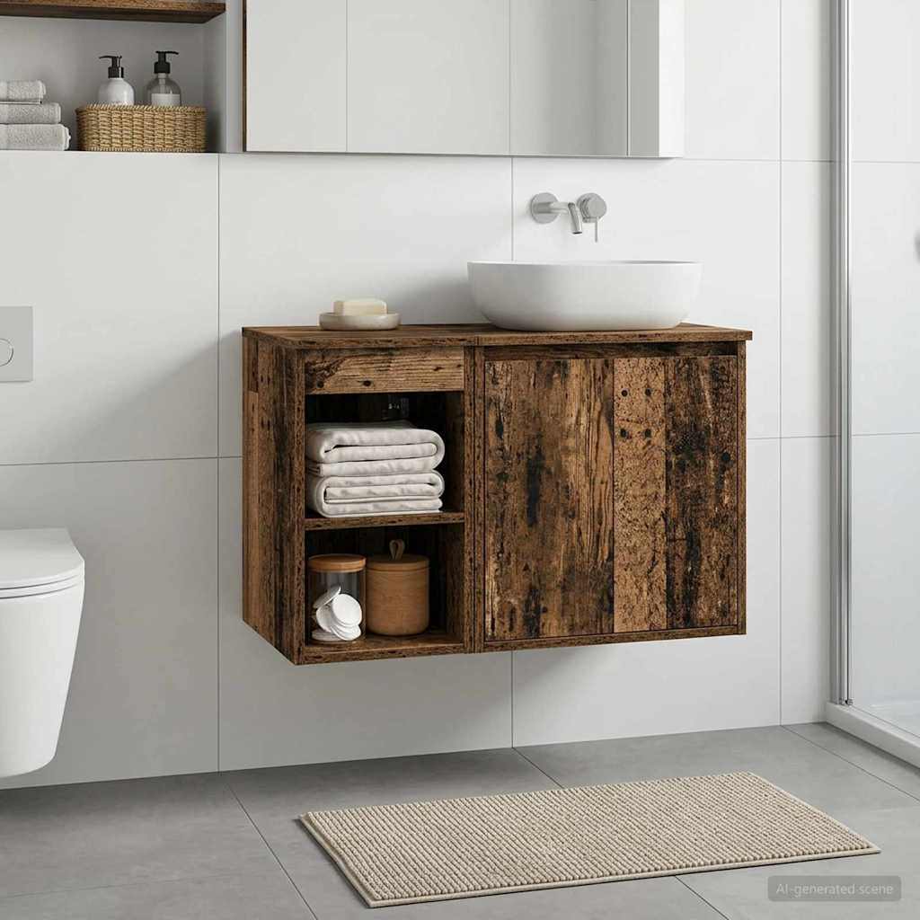 vidaXL Bathroom Cabinet In-between Old Wood 30 x 44.5 x 50 cm