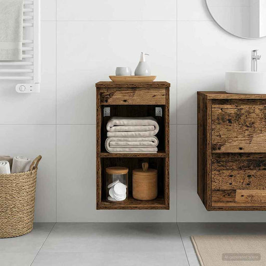 vidaXL Bathroom Cabinet In-between Old Wood 30 x 44.5 x 50 cm