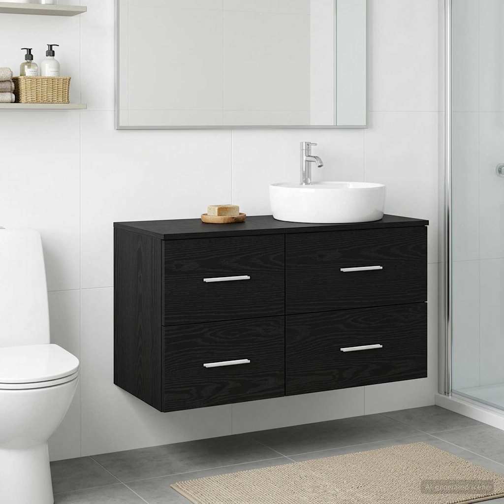 vidaXL Bathroom Cabinet In-between Black Oak 30 x 35 x 50 cm