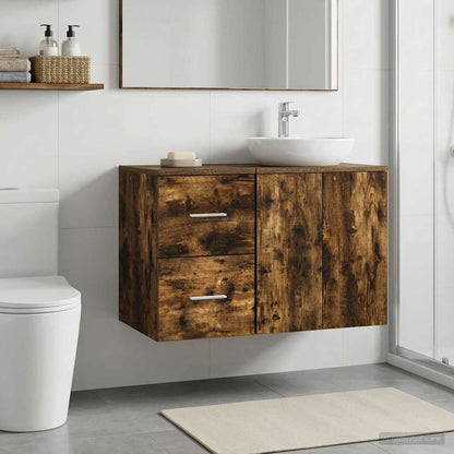 vidaXL Bathroom Cabinet In-between Smoked Oak 30 x 35 x 50 cm