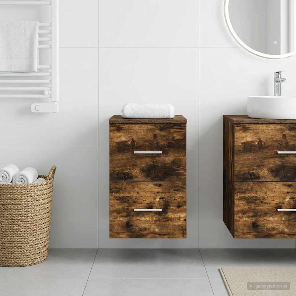 vidaXL Bathroom Cabinet In-between Smoked Oak 30 x 35 x 50 cm