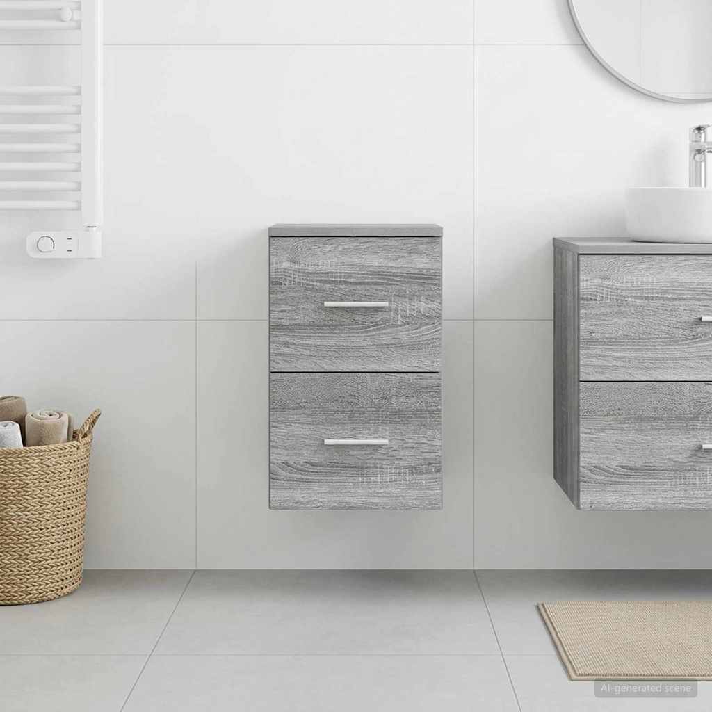 vidaXL Bathroom Cabinet In-between Grey Sonoma 30 x 35 x 50 cm
